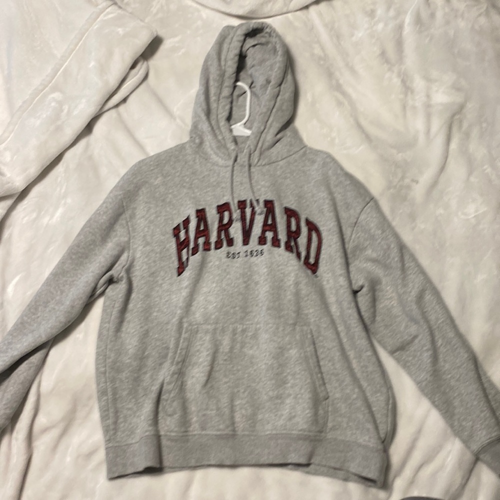 Harvard hoodie grey with dark red